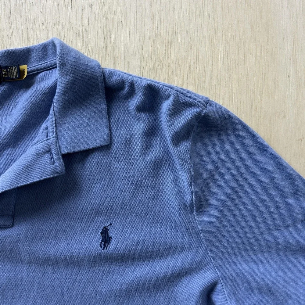 Polo Ralph Lauren Classic Fit Polo Shirt Mens 2XL Blue Pique Cotton Logo Casual